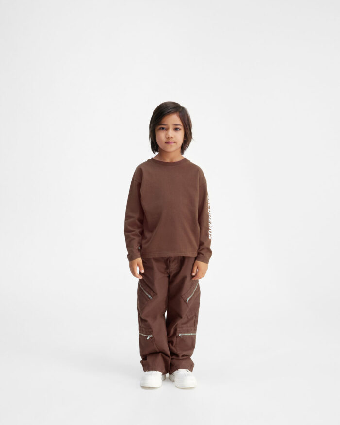 Le t-shirt Manches Longues enfant/Dark Brown Long-sleeved logo T-shirt